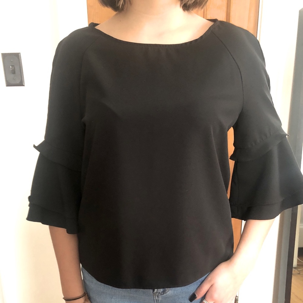 Cascade, ruffle sleeve Top